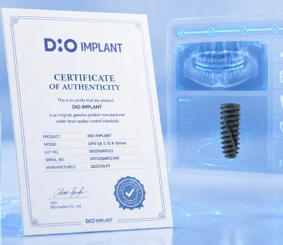 DIO implant certificate of authenticity